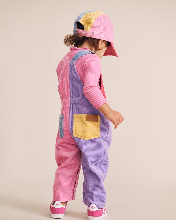 Colour Block Girl Cord Overalls