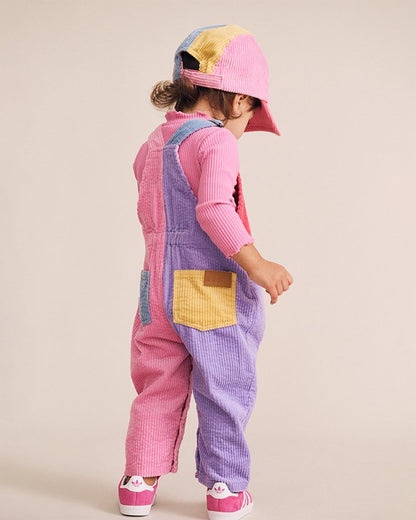 Colour Block Girl Cord Overalls