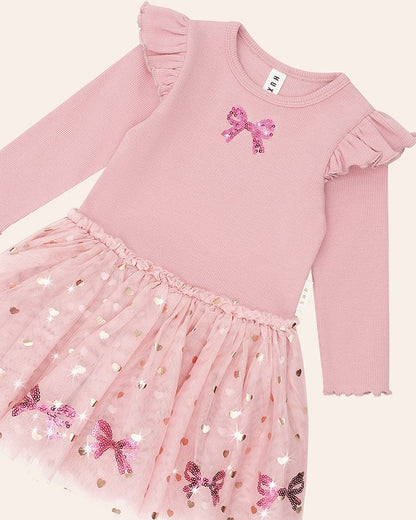 Sequin Bow Tulle Dress