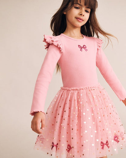 Sequin Bow Tulle Dress