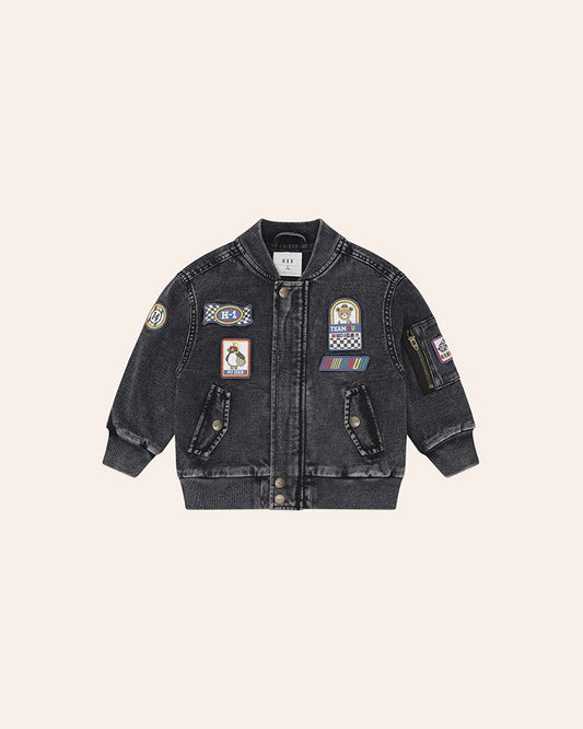 Black Knit Denim Patches Jacket