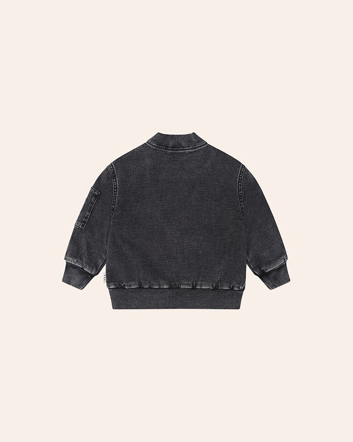 Black Knit Denim Patches Jacket