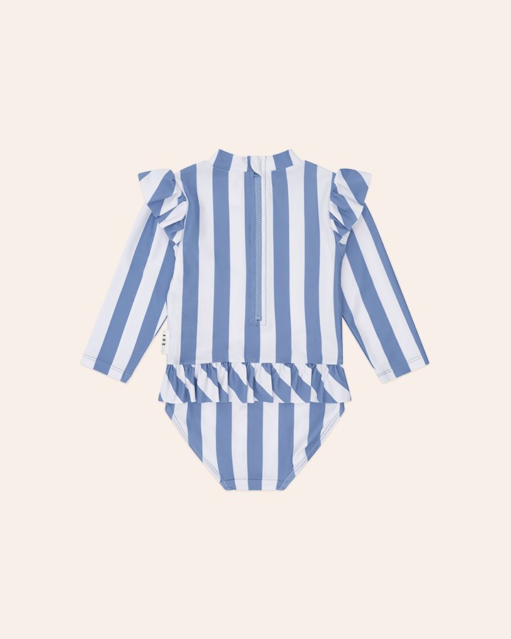 Vintage Stripe Cherry Peplum Swimsuit