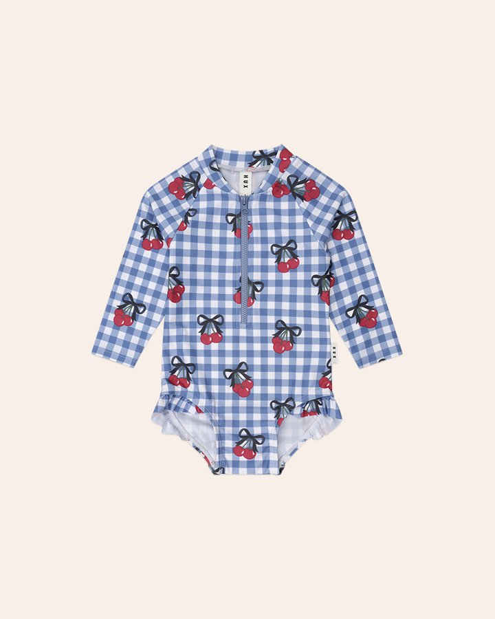 Cherry Gingham Raglan Swimsuit