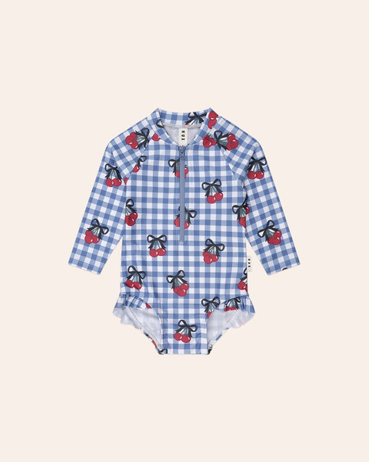 Cherry Gingham Raglan Swimsuit