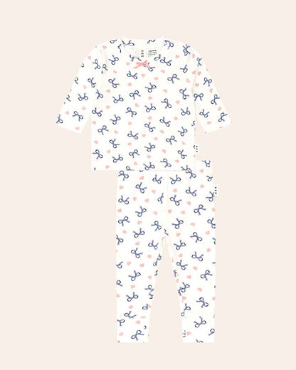 Hearts And Bows Long Sleeve Pj Set