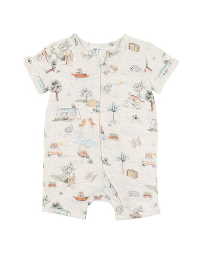Ivan Print Short Sleeve Zipsuit - Aster & Ruby
