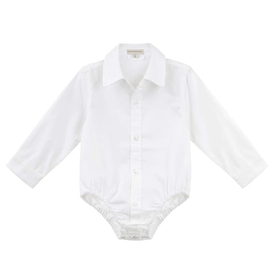 Jackson L/S Formal Romper White - Aster & Ruby