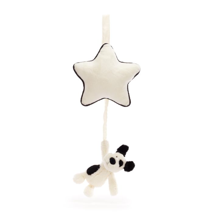 Jellycat Bashful Black & Cream Puppy Music Pull - Aster & Ruby