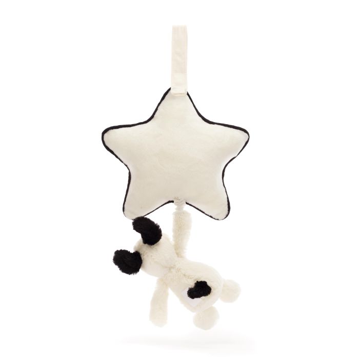 Jellycat Bashful Black & Cream Puppy Music Pull - Aster & Ruby