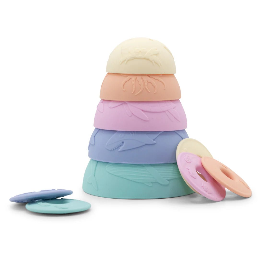Jellystone Ocean Stacking Cups - Rainbow Pastel - Aster & Ruby