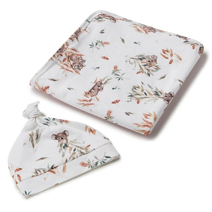 Koala Organic Jersey Wrap & Beanie Set - Aster & Ruby