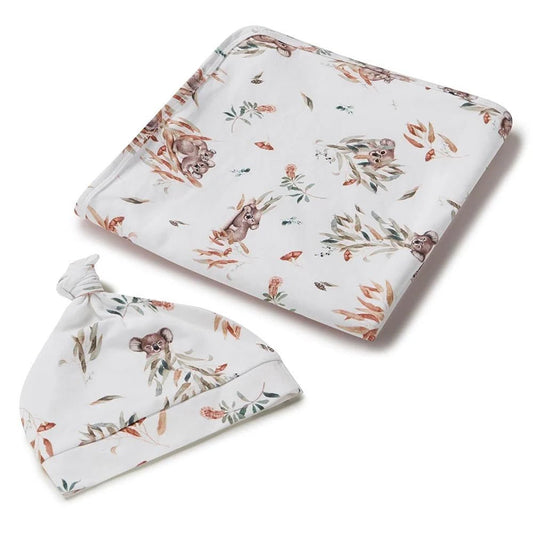 Koala Organic Jersey Wrap & Beanie Set - Aster & Ruby