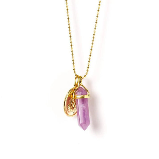 Laced With Kindness Gold Pendent Necklace - Amethyst - Aster & Ruby