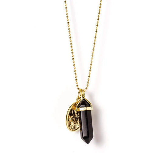 Laced With Kindness Gold Pendent Necklace - Onyx - Aster & Ruby