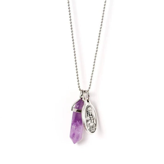 Laced With Kindness Silver Pendent Necklace - Amethyst - Aster & Ruby