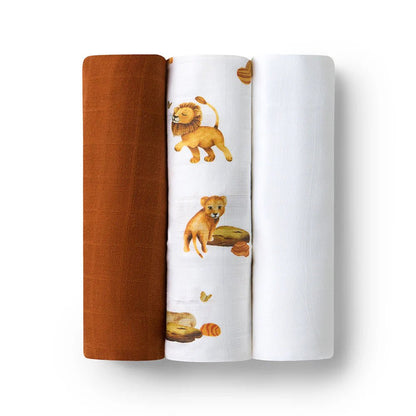 Large Organic Muslin Wraps 3 Pack - Bronze/Lion/Milk - Aster & Ruby