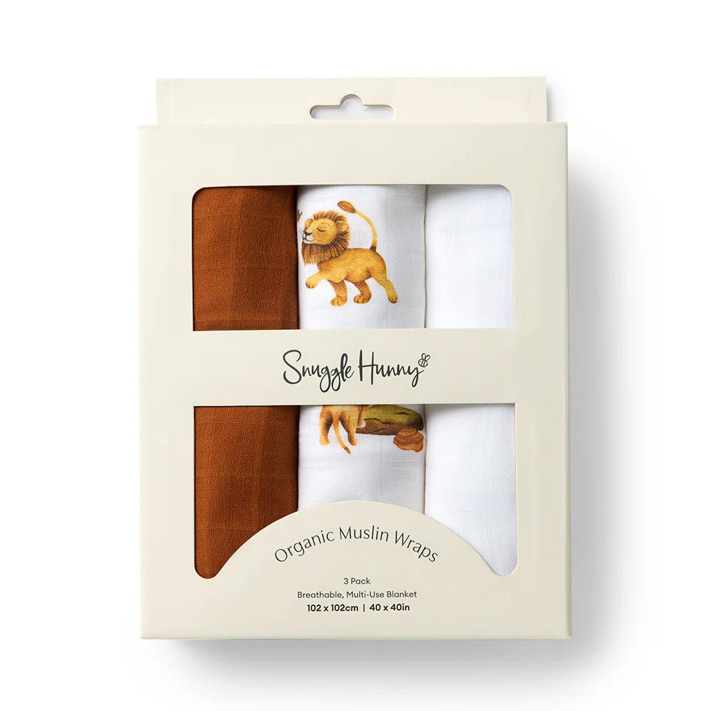 Large Organic Muslin Wraps 3 Pack - Bronze/Lion/Milk - Aster & Ruby