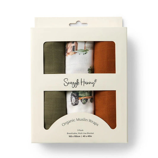 Large Organic Muslin Wraps 3 Pack - Olive/Diggers/Bronze - Aster & Ruby