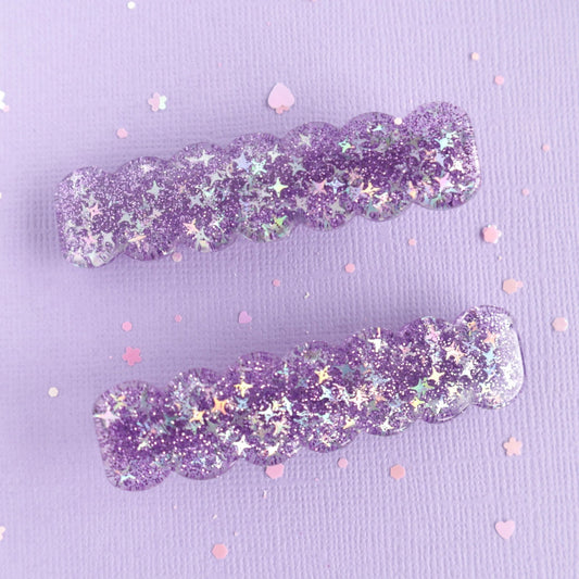 Lauren Hinkley Purple Sparkle Glitter Clips-Aster & Ruby