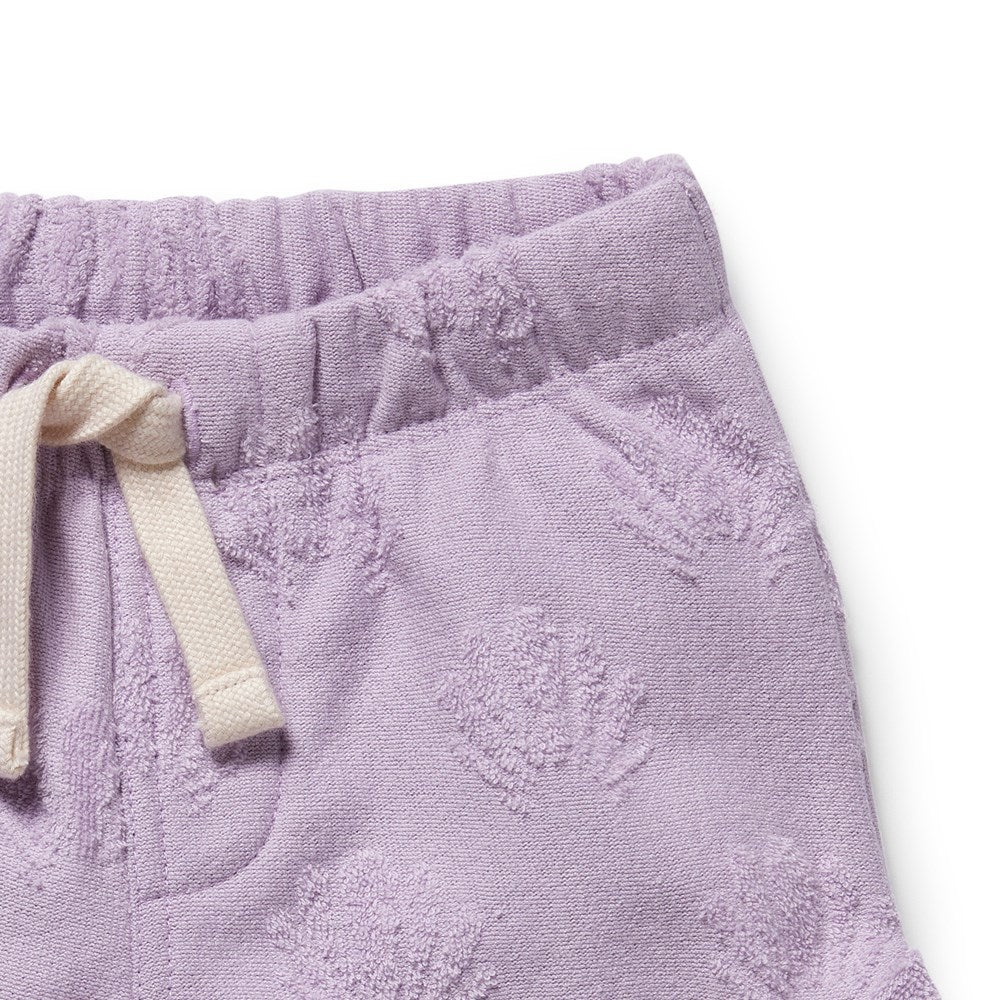 Lavender Shells Organic Terry Tie Short - Aster & Ruby