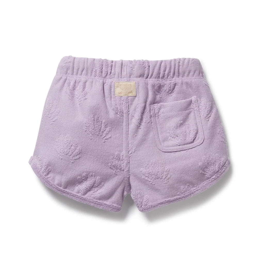 Lavender Shells Organic Terry Tie Short - Aster & Ruby