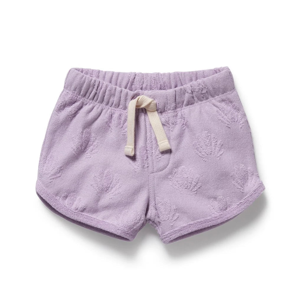 Lavender Shells Organic Terry Tie Short - Aster & Ruby