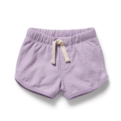 Lavender Shells Organic Terry Tie Short - Aster & Ruby