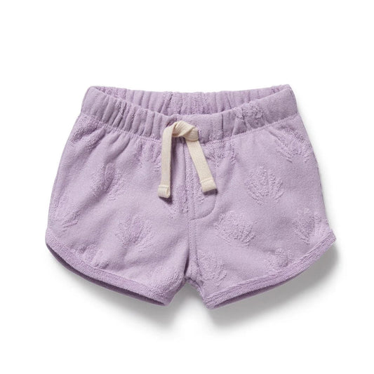 Lavender Shells Organic Terry Tie Short - Aster & Ruby