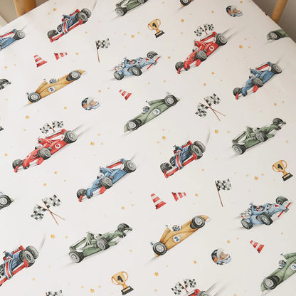 Little Racers Organic Fitted Cot Sheet