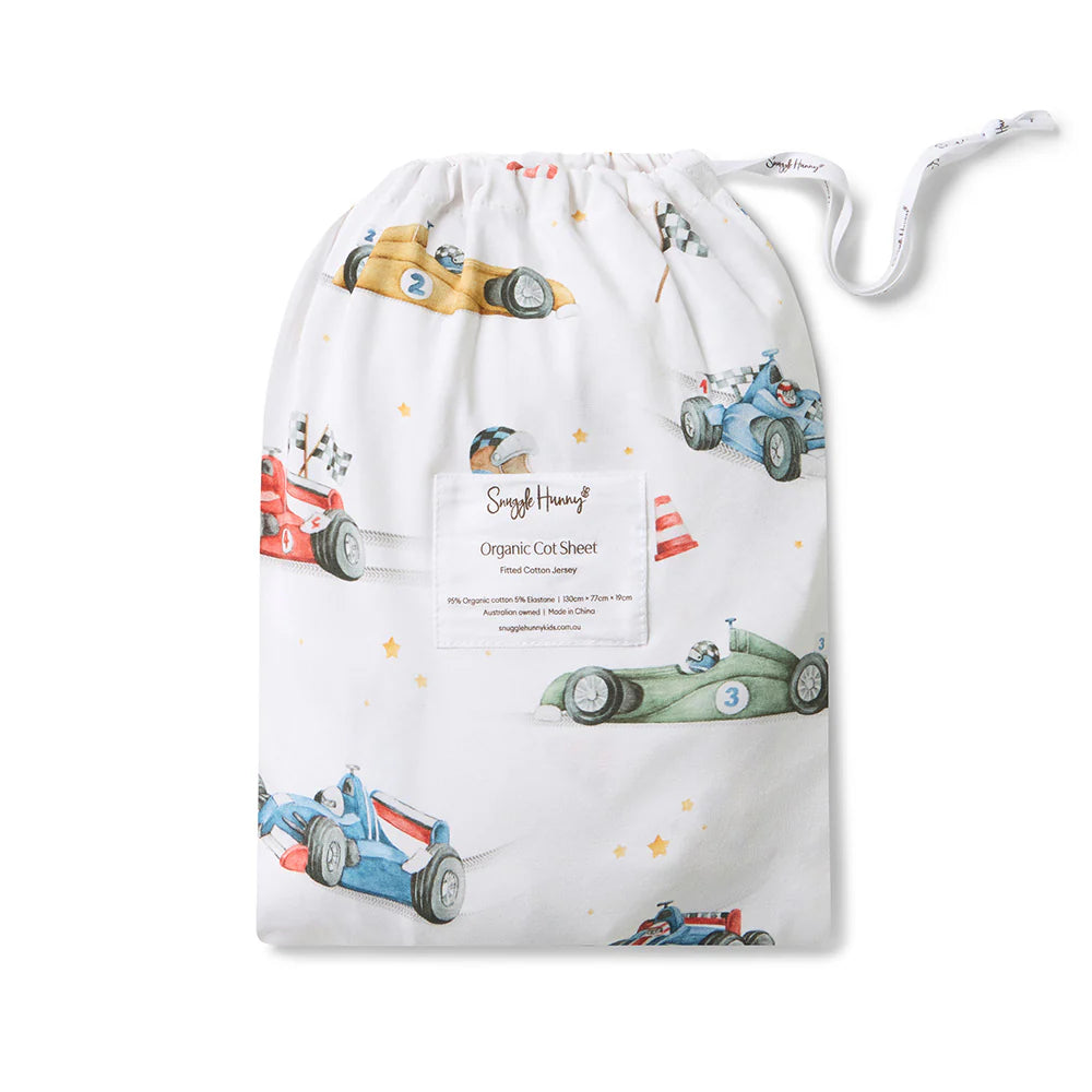 Little Racers Organic Fitted Cot Sheet