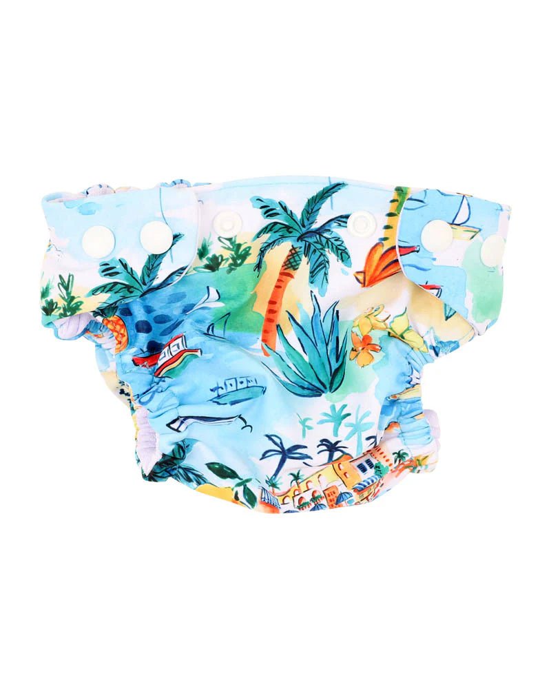 Luca Print Aqua Nappy - Aster & Ruby