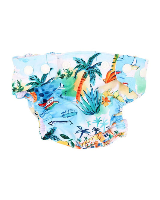 Luca Print Aqua Nappy - Aster & Ruby
