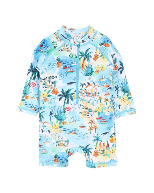Luca Print Long Sleeve Rash Suit - Aster & Ruby