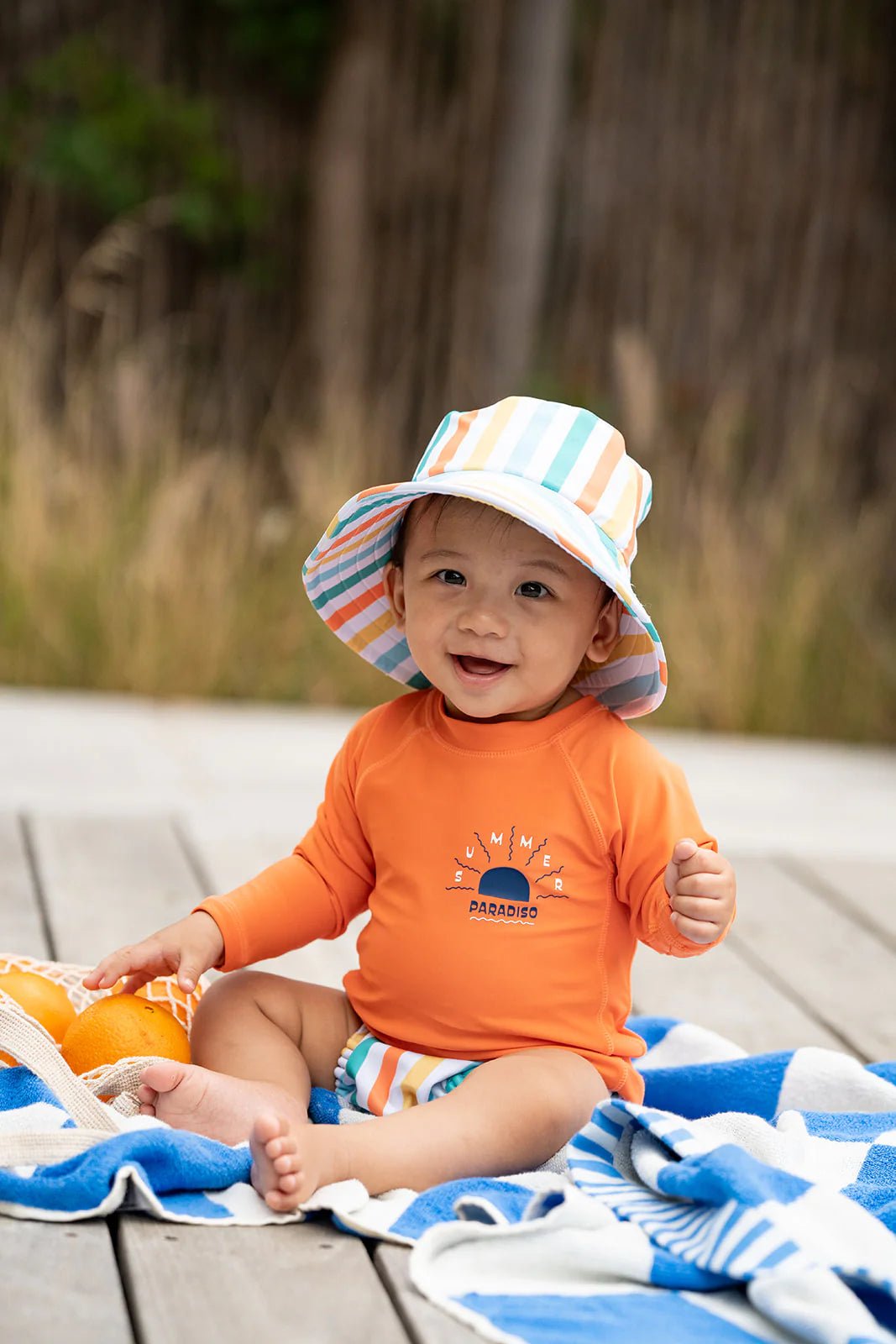 Luca Stripe Aqua Nappy - Aster & Ruby