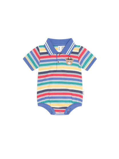 Vintage Stripe Hux Polo Romper