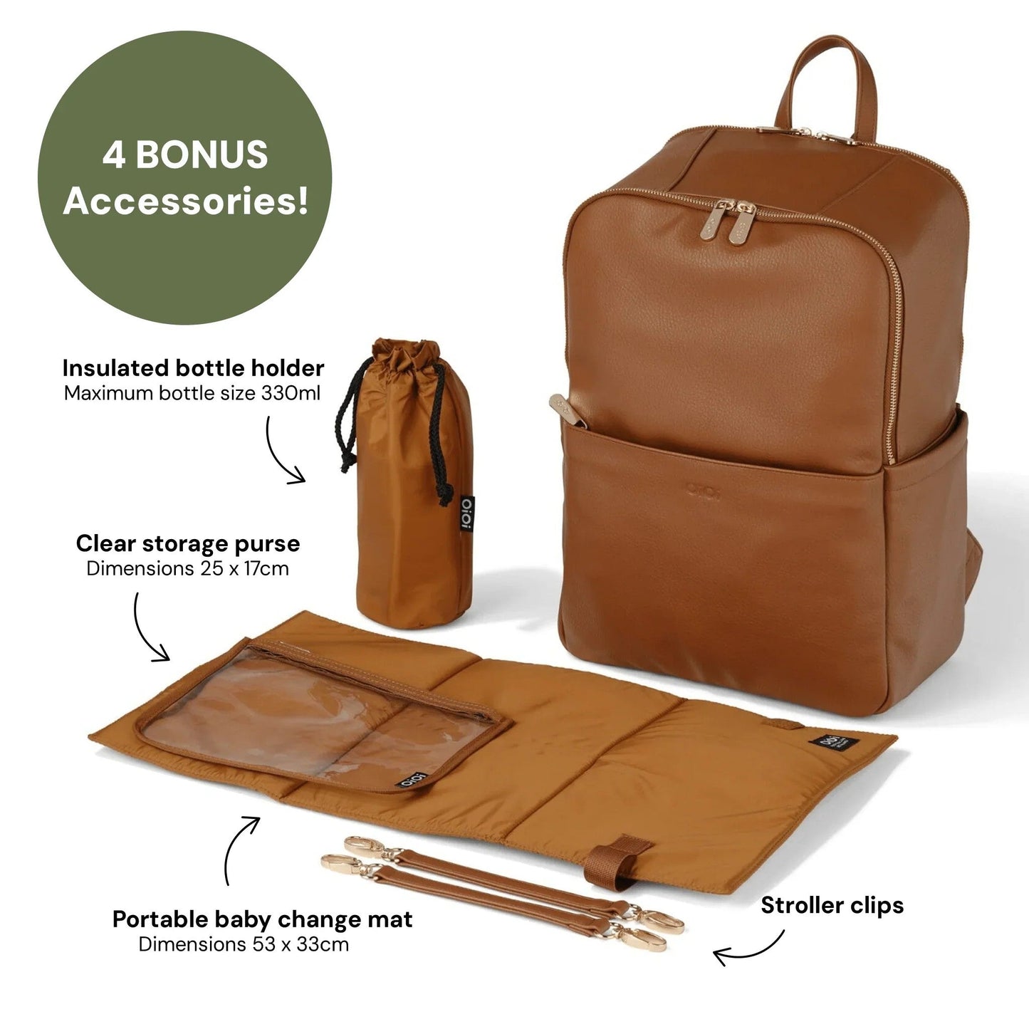 OiOi Multitasker Chestnut Nappy Backpack-Aster & Ruby