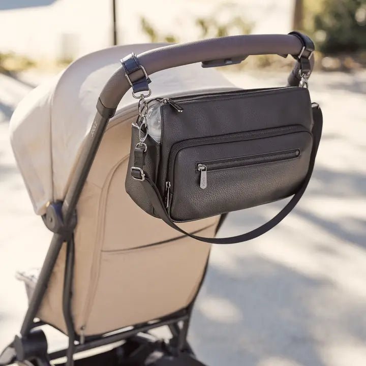 OiOi Multitasker Pram Caddy - Black Vegan Leather - Aster & Ruby