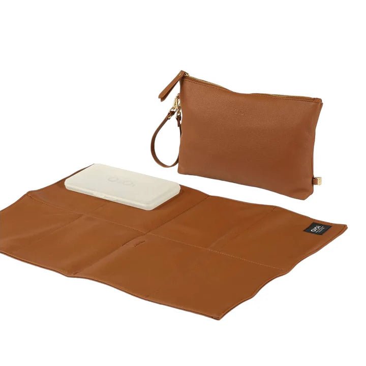 OiOi Nappy Changing Pouch - Chestnut Brown Vegan Leather - Aster & Ruby