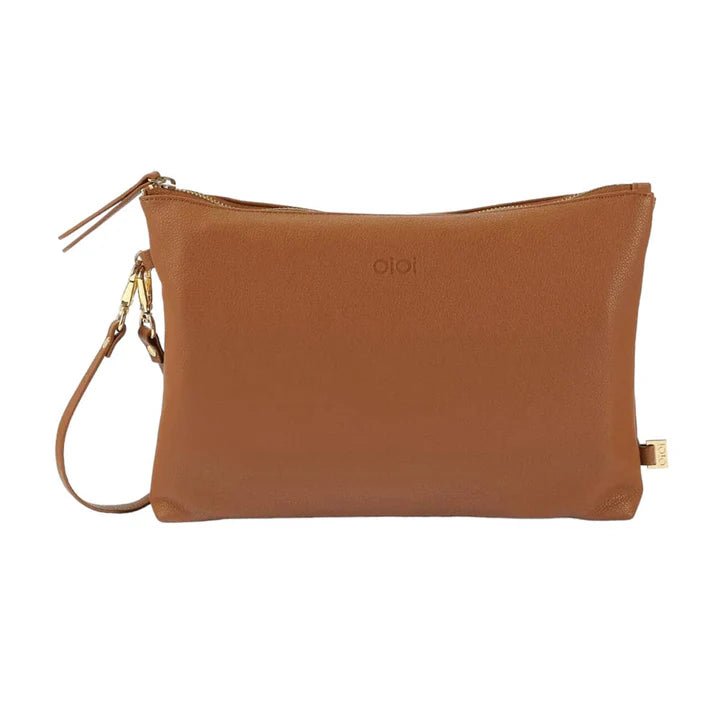 OiOi Nappy Changing Pouch - Chestnut Brown Vegan Leather - Aster & Ruby