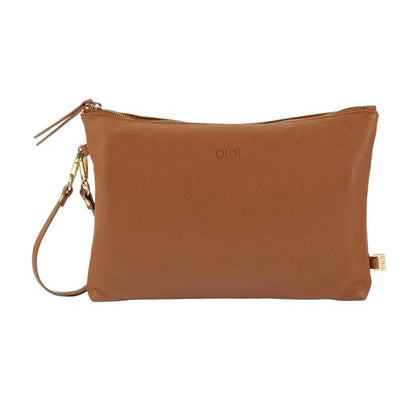 OiOi Nappy Changing Pouch - Chestnut Brown Vegan Leather - Aster & Ruby