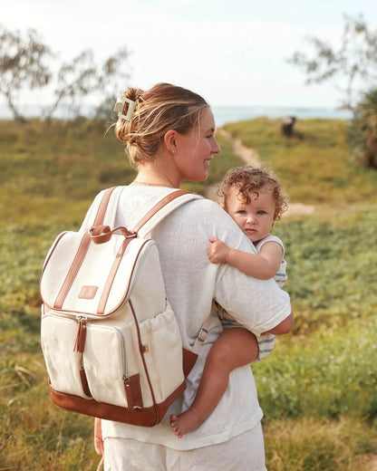 OiOi Signature Nappy Backpack - Natural Canvas - Aster & Ruby