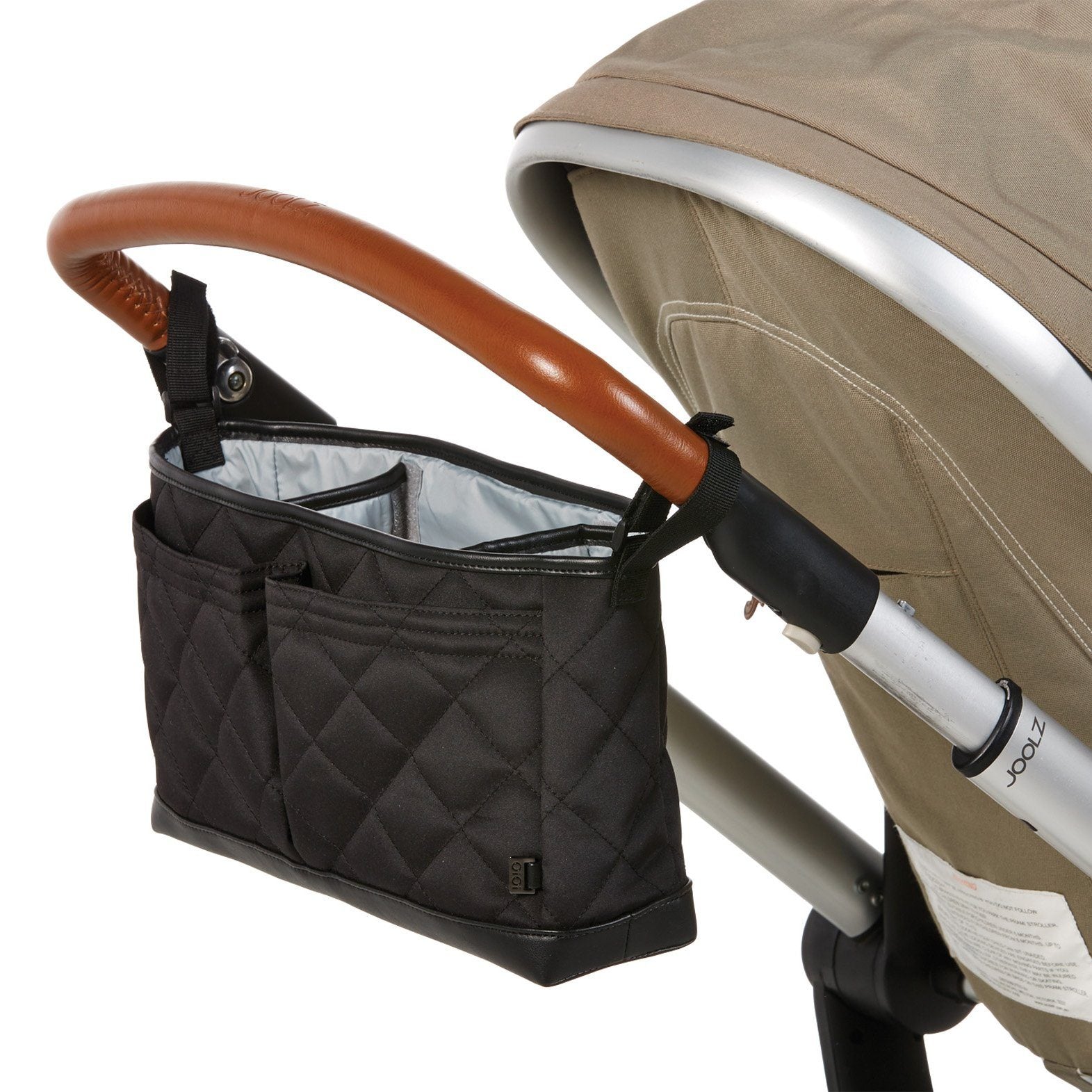 OiOi Stroller Organiser Black Diamond Quilt-Aster & Ruby