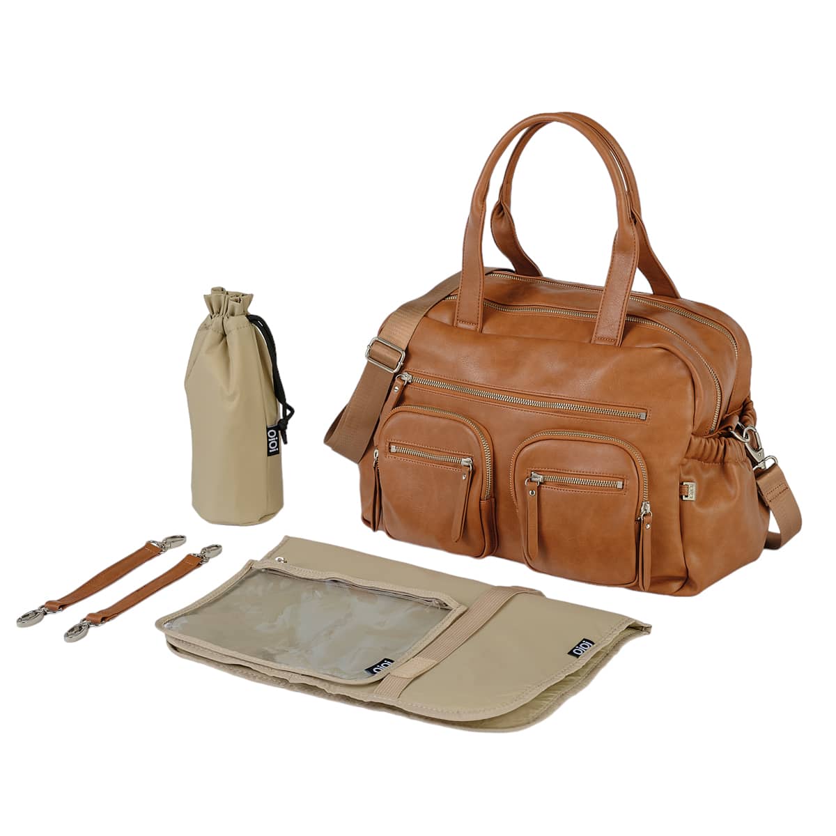 Carry All Nappy Bag Tan Vegan Leather