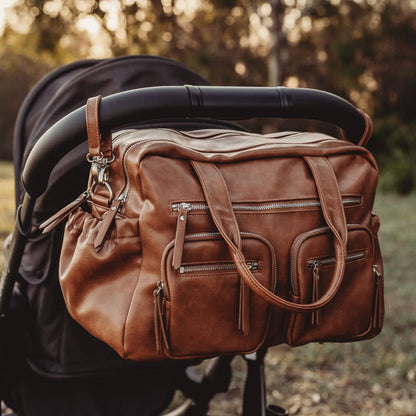 Carry All Nappy Bag Tan Vegan Leather