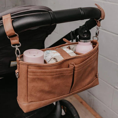 OiOi Vegan Leather Stroller Organiser - Tan - Aster & Ruby