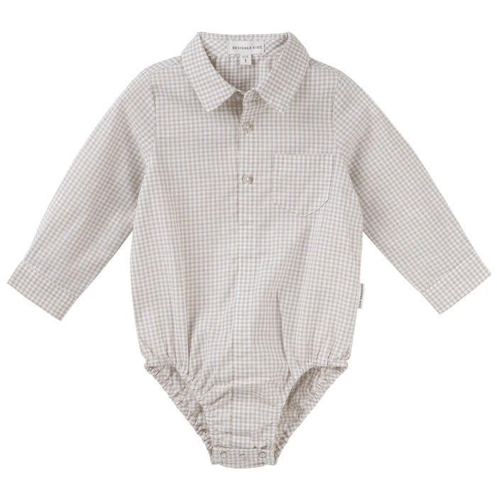 Oliver Long Sleeve Gingham Romper-Aster & Ruby