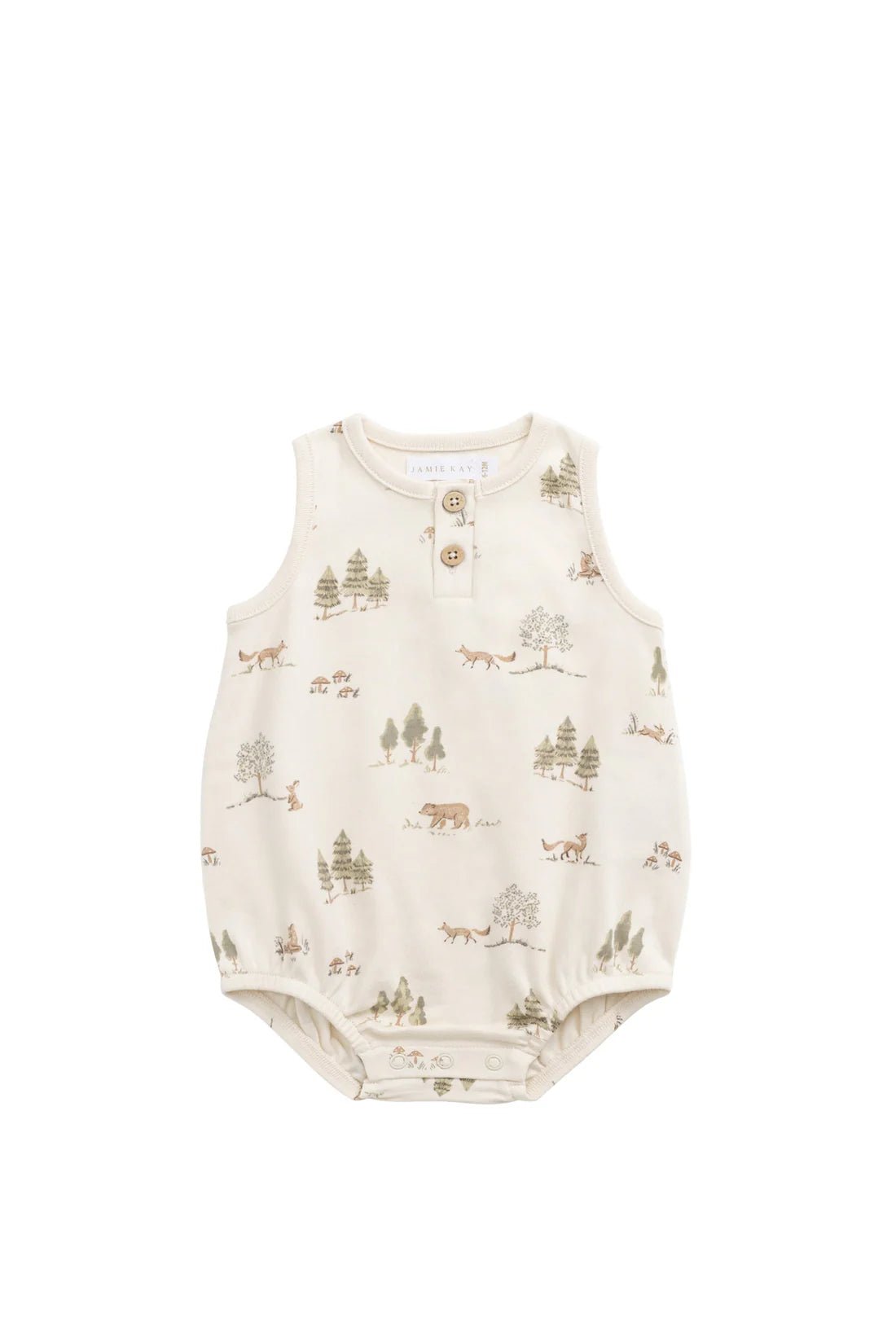 Organic Cotton Archie Playsuit - Pine Forest Friends - Aster & Ruby