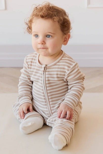 Organic Cotton Modal Gracelyn One - piece - Narrow Stripe Baker/Cloud - Aster & Ruby