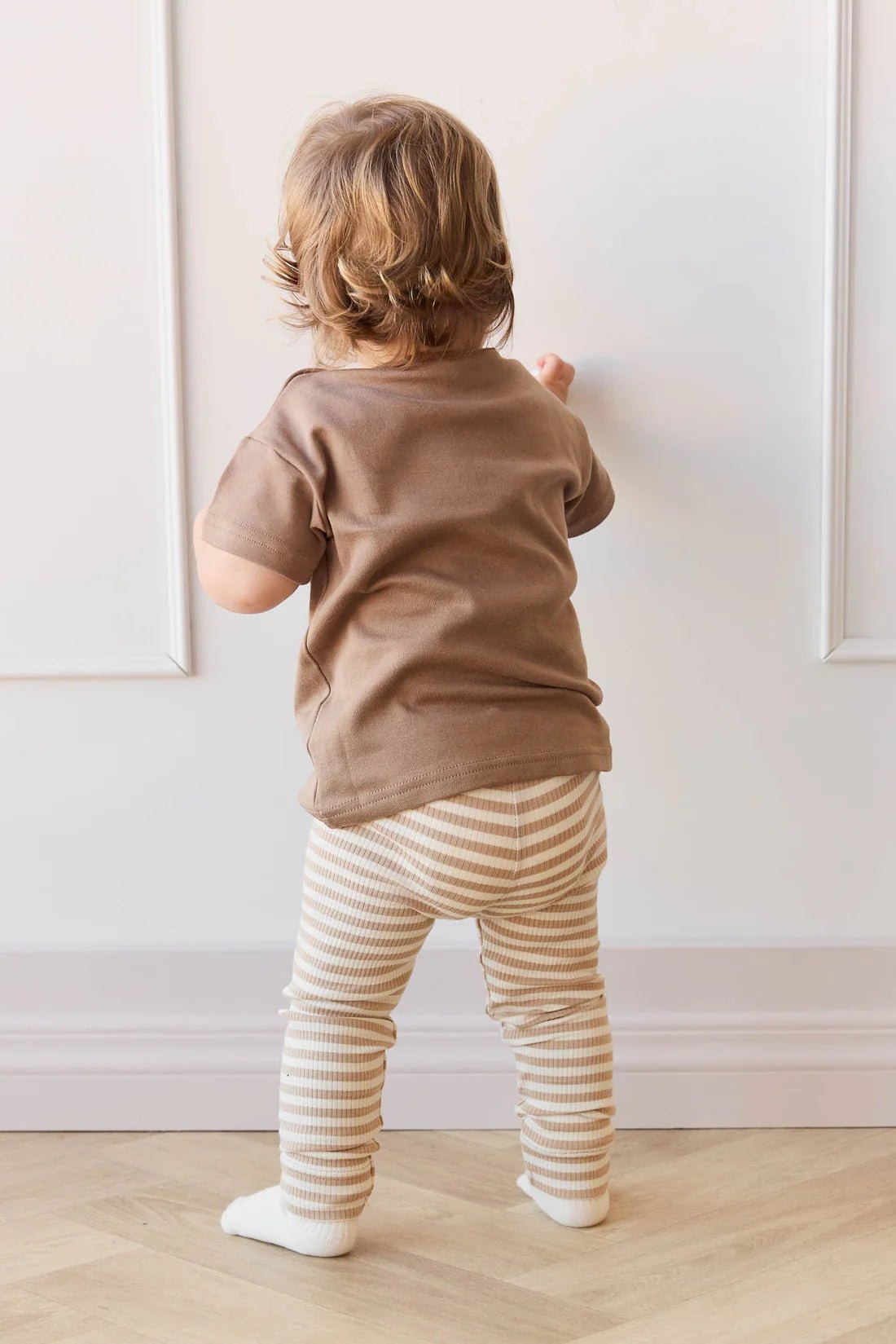 Organic Cotton Modal Legging - Narrow Stripe Baker/Cloud - Aster & Ruby